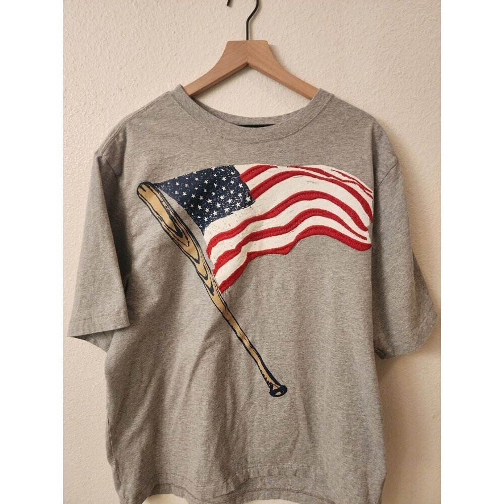 2017 Gymboree 100% Cotton American Flag Baseball Bat Single Stitch Shirt Mens XL